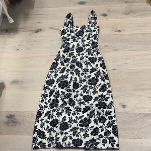 Posse Black and White Floral Midi Dress